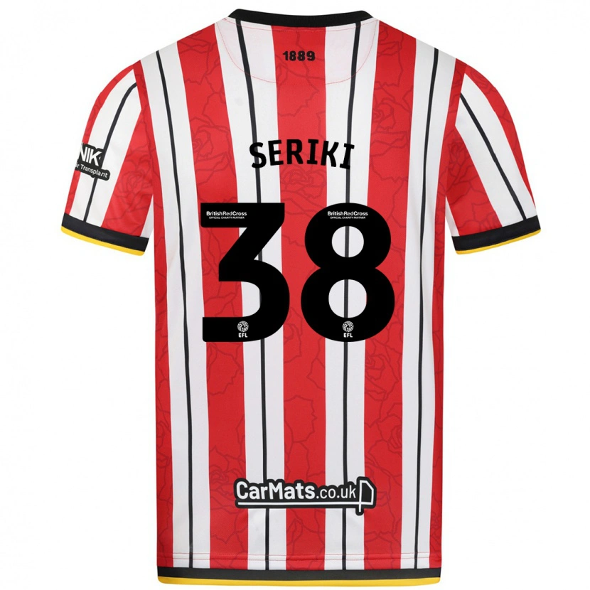 Danxen Niño Camiseta Femi Seriki #38 Rojo Blanco Rayas 1ª Equipación 2024/25 La Camisa México