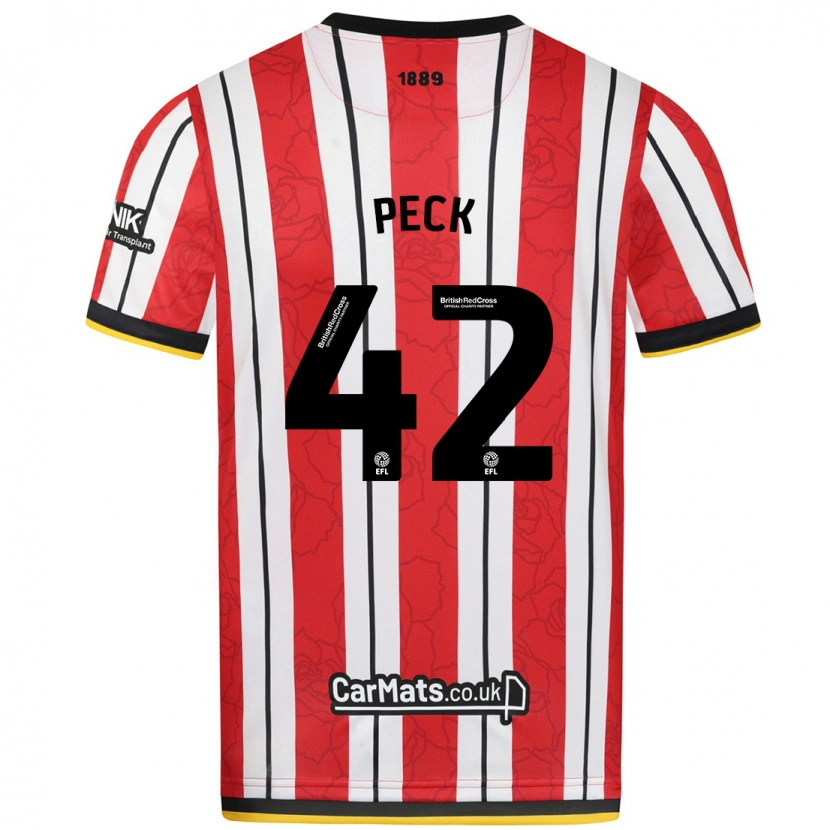 Danxen Niño Camiseta Sydie Peck #42 Rojo Blanco Rayas 1ª Equipación 2024/25 La Camisa México