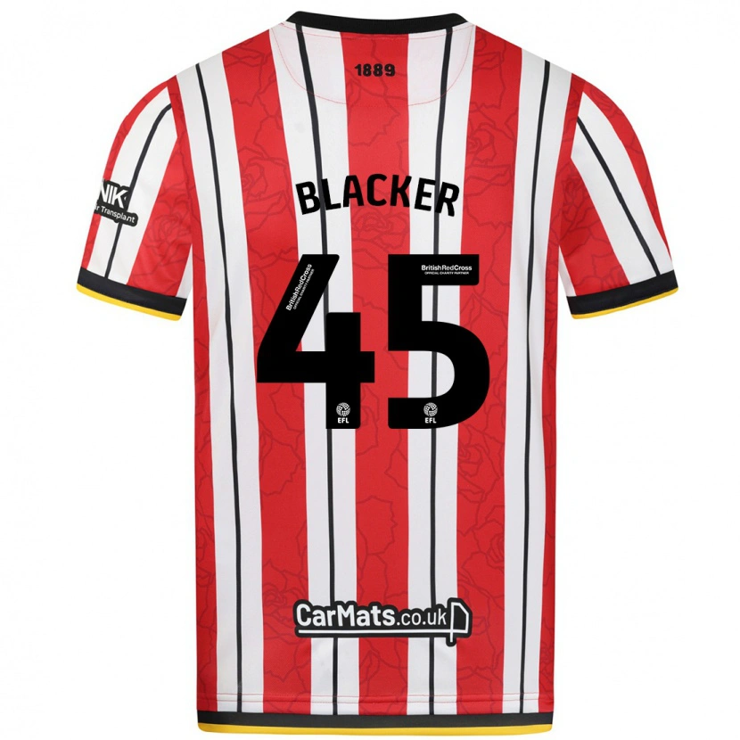 Danxen Niño Camiseta Billy Blacker #45 Rojo Blanco Rayas 1ª Equipación 2024/25 La Camisa México