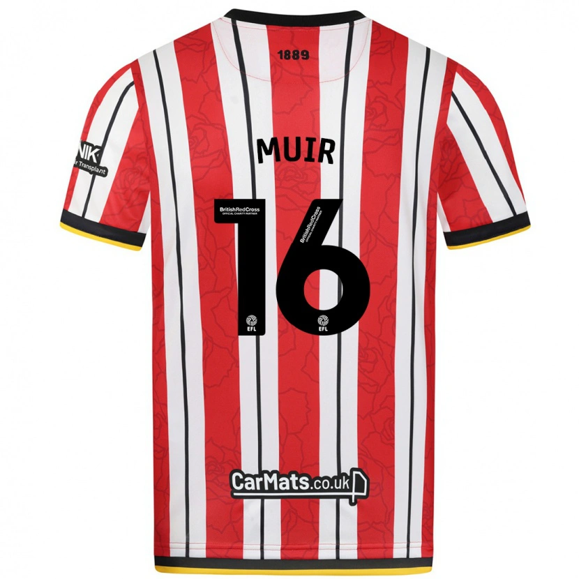 Danxen Niño Camiseta Chene Muir #16 Rojo Blanco Rayas 1ª Equipación 2024/25 La Camisa México