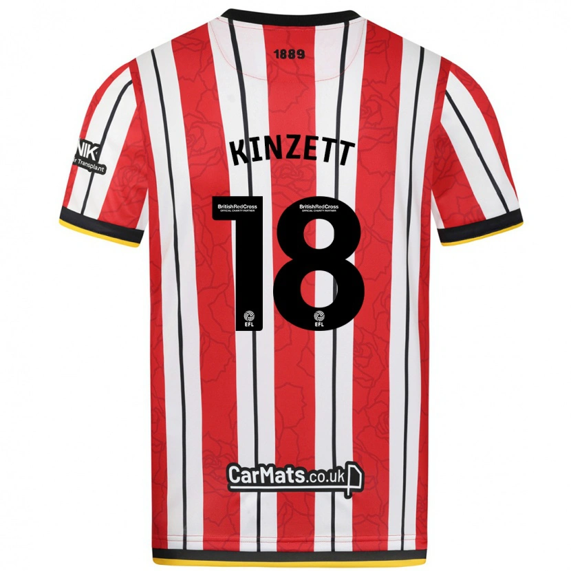 Danxen Niño Camiseta Ella Kinzett #18 Rojo Blanco Rayas 1ª Equipación 2024/25 La Camisa México