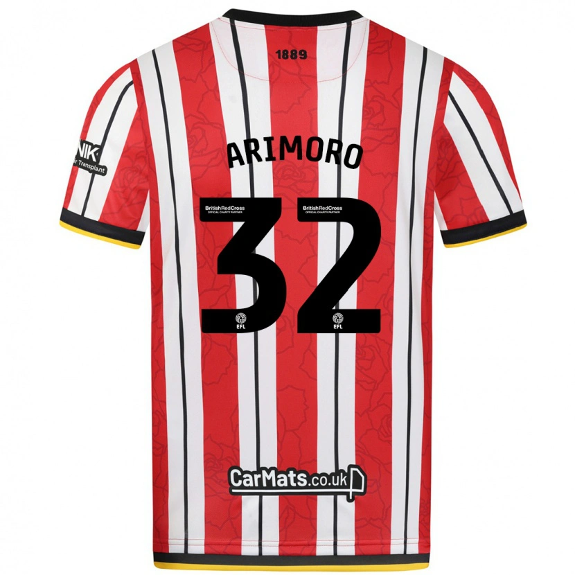 Danxen Niño Camiseta Juliet Adebowale-Arimoro #32 Rojo Blanco Rayas 1ª Equipación 2024/25 La Camisa México