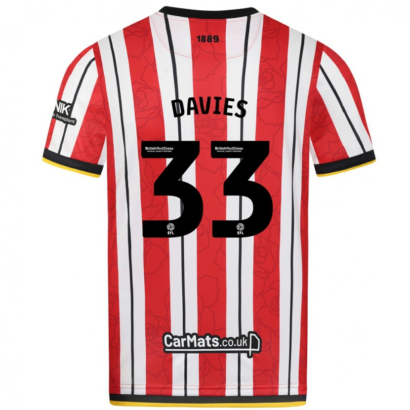 Danxen Niño Camiseta Bethan Davies #33 Rojo Blanco Rayas 1ª Equipación 2024/25 La Camisa México