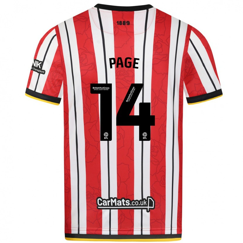 Danxen Niño Camiseta Olivia Jane Page #14 Rojo Blanco Rayas 1ª Equipación 2024/25 La Camisa México