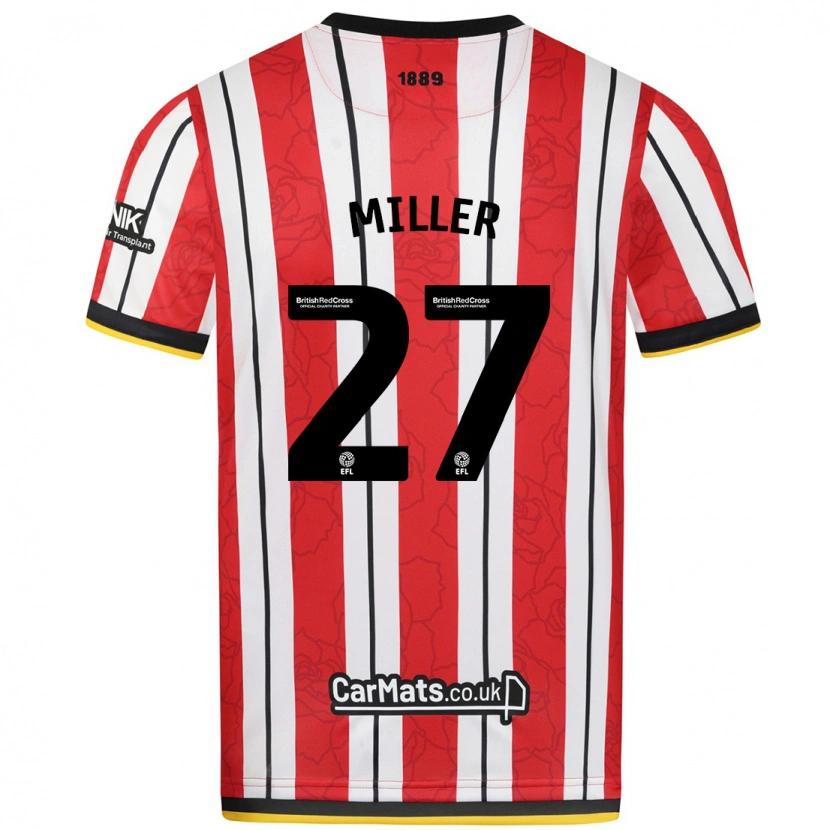 Danxen Niño Camiseta Lara Miller #27 Rojo Blanco Rayas 1ª Equipación 2024/25 La Camisa México