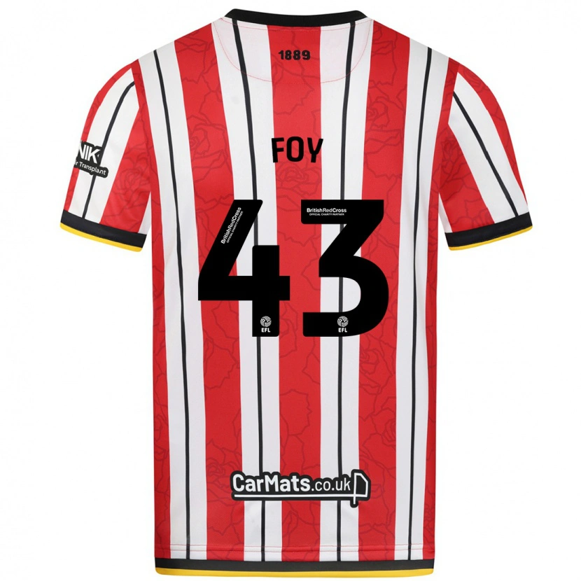 Danxen Niño Camiseta Gus Foy #43 Rojo Blanco Rayas 1ª Equipación 2024/25 La Camisa México