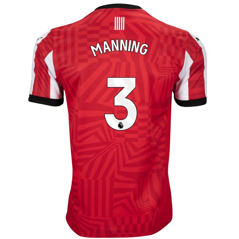 Danxen Niño Camiseta Ryan Manning #3 Rojo Blanco 1ª Equipación 2024/25 La Camisa México