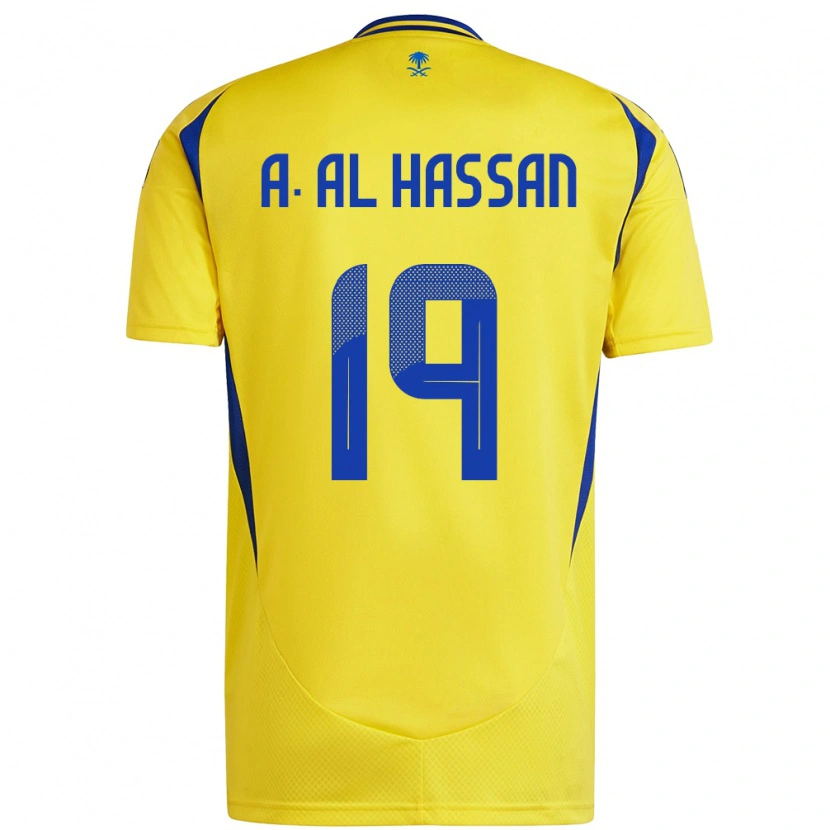 Danxen Niño Camiseta Ali Al-Hassan #19 Amarillo Azul 1ª Equipación 2024/25 La Camisa México