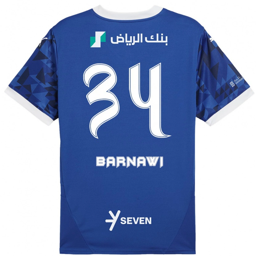 Danxen Niño Camiseta Saleh Barnawi #34 Azul Oscuro Blanco 1ª Equipación 2024/25 La Camisa México