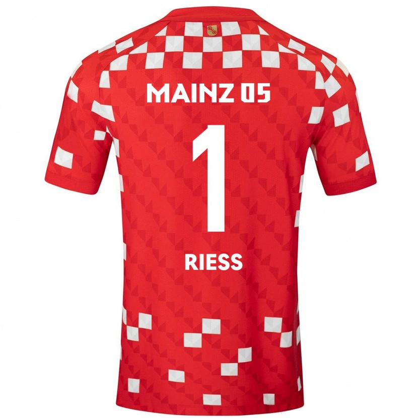 Danxen Niño Camiseta Lasse Rieß #1 Blanco Rojo 1ª Equipación 2024/25 La Camisa México