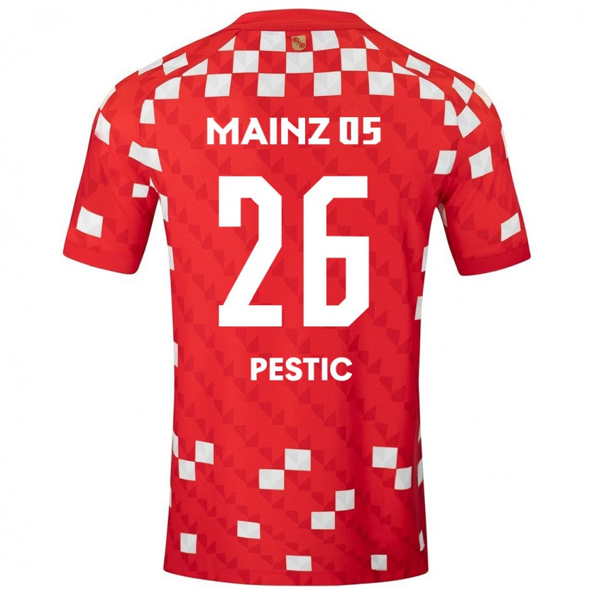 Danxen Niño Camiseta Dominik Pestic #26 Blanco Rojo 1ª Equipación 2024/25 La Camisa México