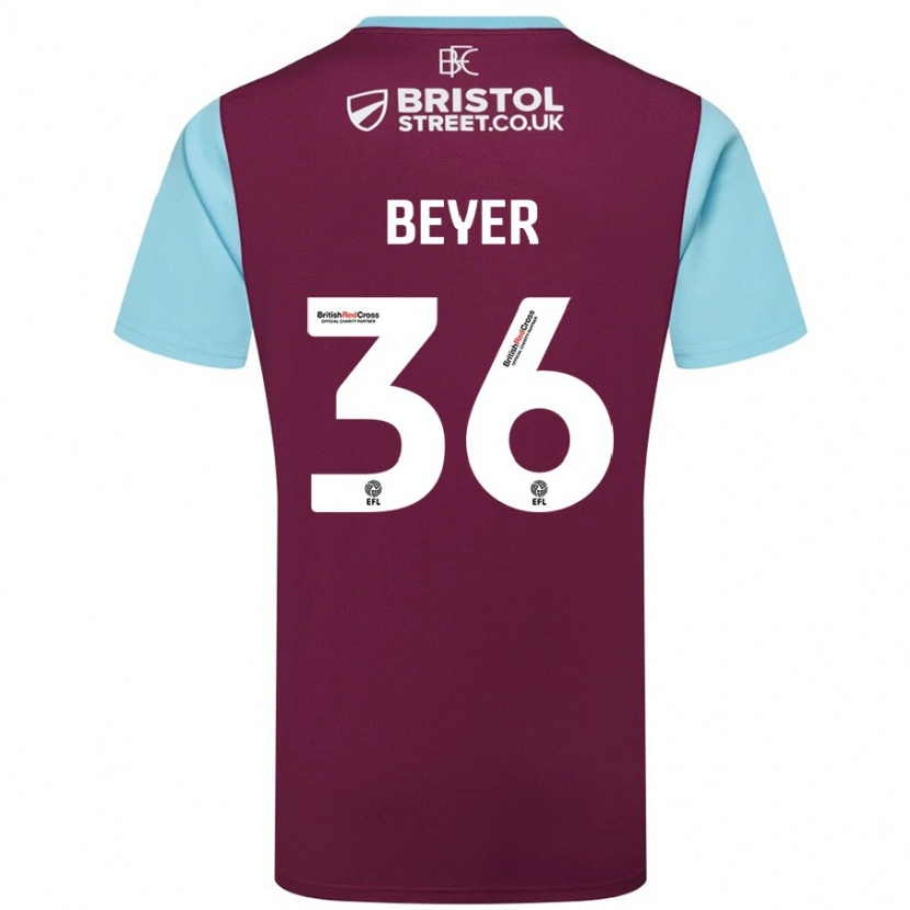 Danxen Niño Camiseta Jordan Beyer #36 Borgoña Azul Cielo 1ª Equipación 2024/25 La Camisa México