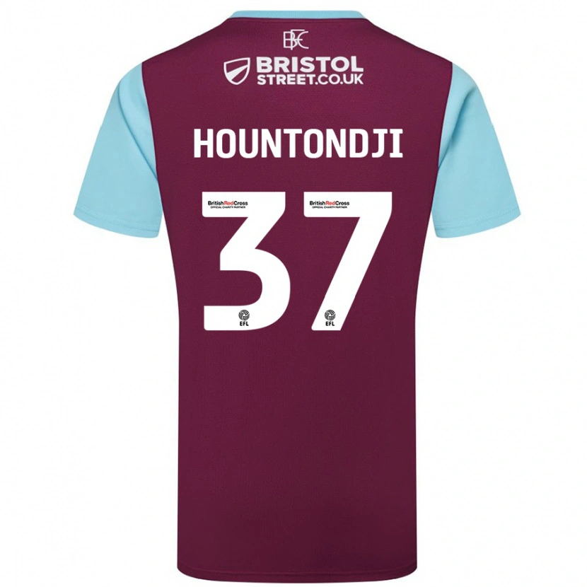 Danxen Niño Camiseta Andreas Hountondji #37 Borgoña Azul Cielo 1ª Equipación 2024/25 La Camisa México