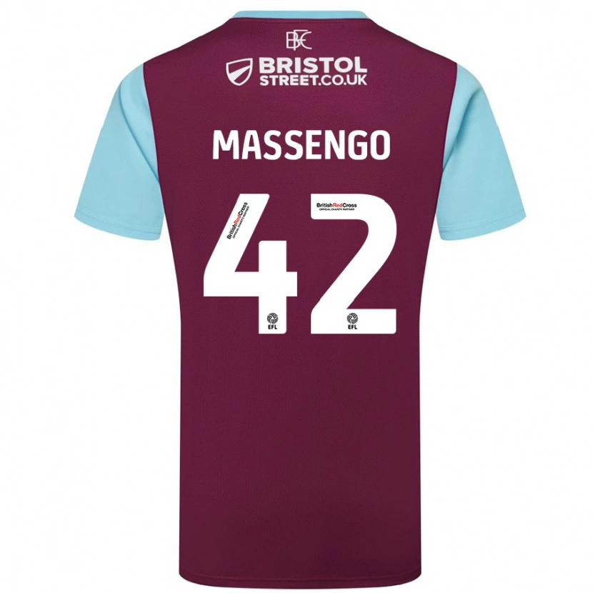 Danxen Niño Camiseta Han-Noah Massengo #42 Borgoña Azul Cielo 1ª Equipación 2024/25 La Camisa México