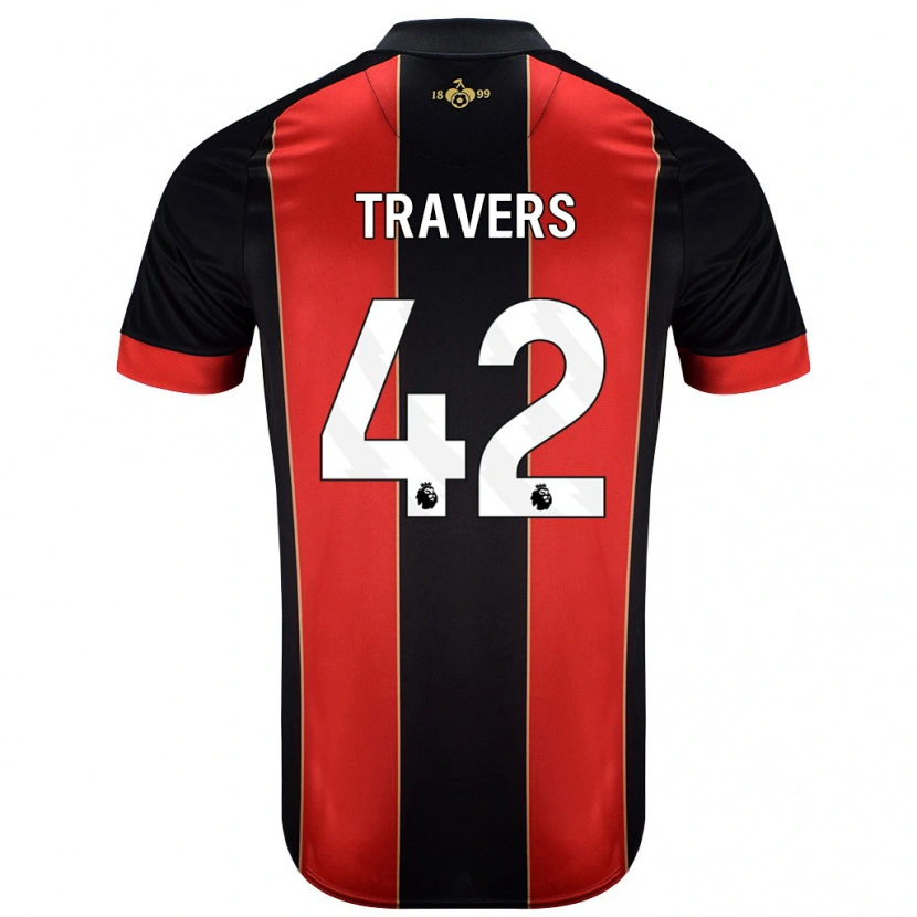 Danxen Niño Camiseta Mark Travers #42 Rojo Negro 1ª Equipación 2024/25 La Camisa México
