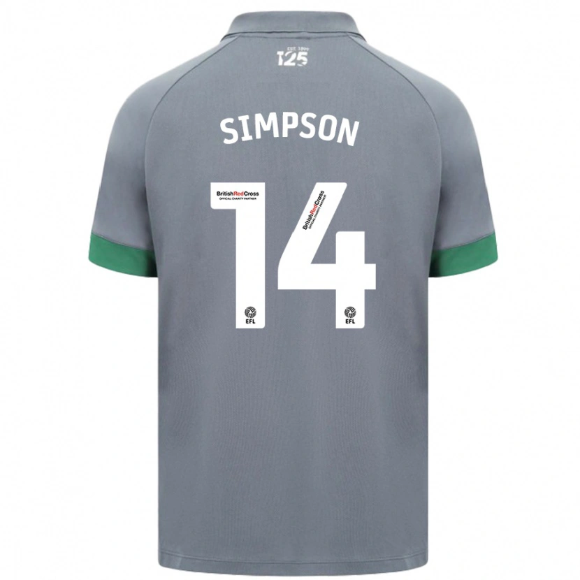 Danxen Niño Camiseta Jasmine Simpson #14 Gris Oscuro 2ª Equipación 2024/25 La Camisa México