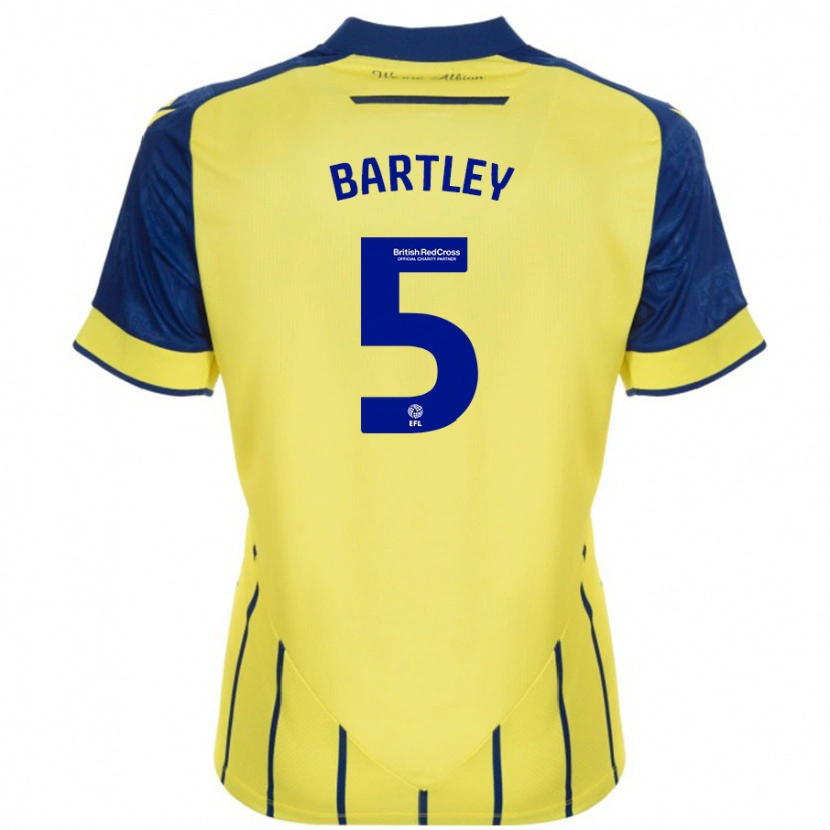Danxen Niño Camiseta Kyle Bartley #5 Amarillo Azul 2ª Equipación 2024/25 La Camisa México