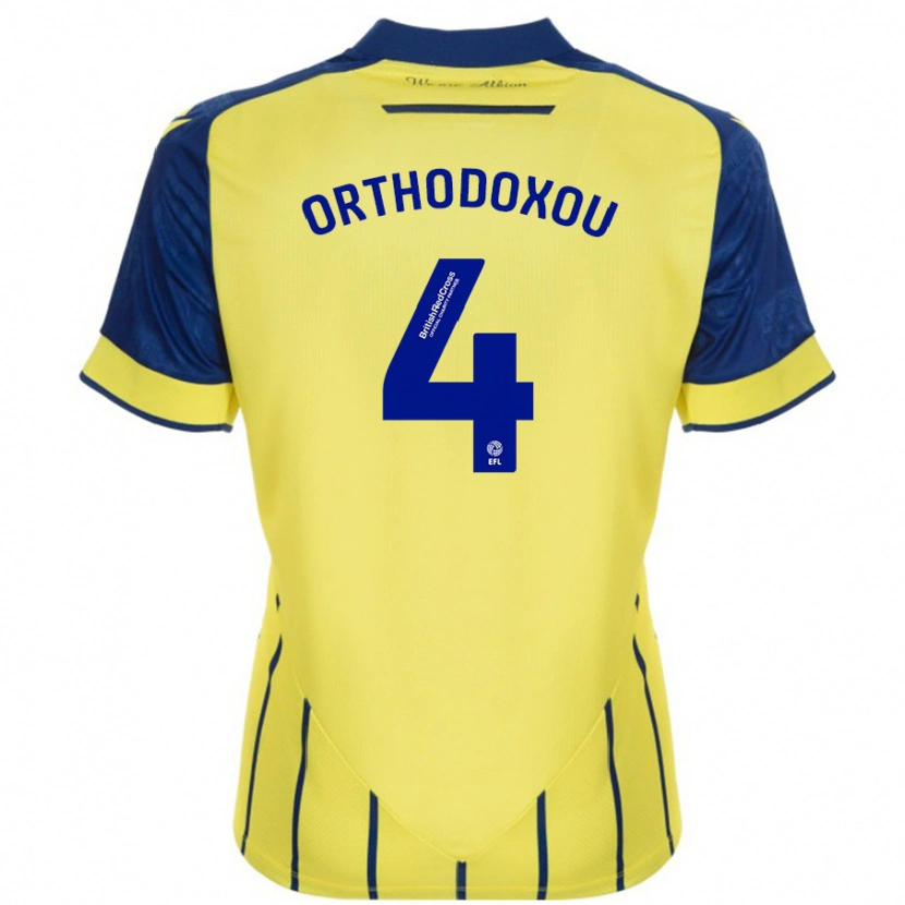 Danxen Niño Camiseta Francesca Orthodoxou #4 Amarillo Azul 2ª Equipación 2024/25 La Camisa México