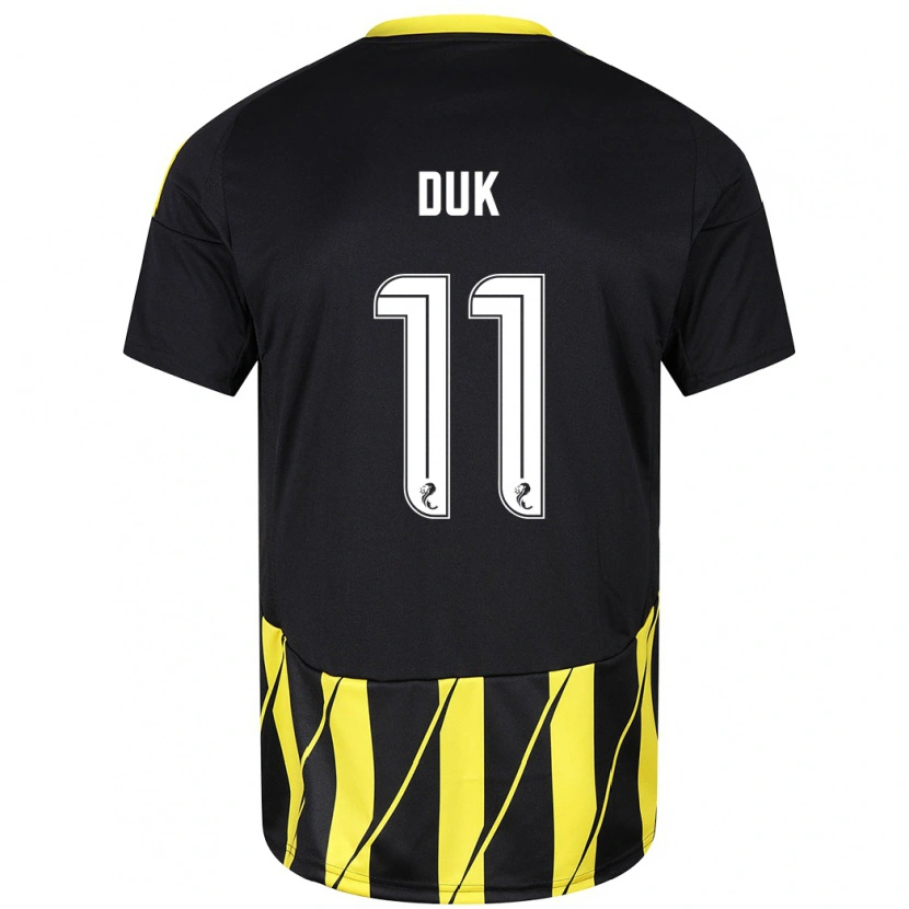 Danxen Niño Camiseta Duk #11 Negro Amarillo 2ª Equipación 2024/25 La Camisa México