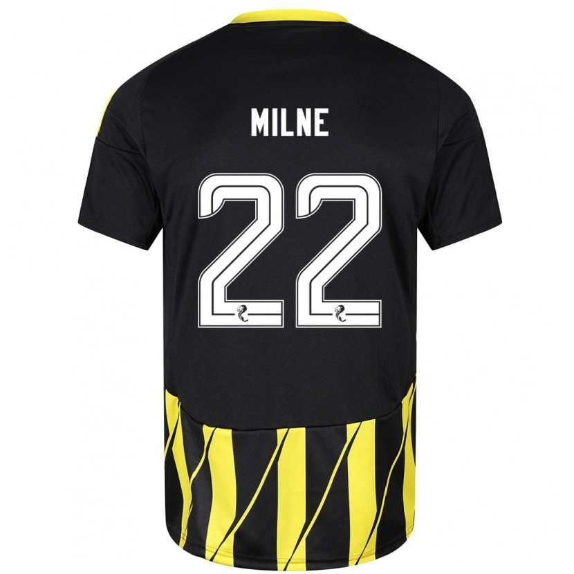 Danxen Niño Camiseta Jack Milne #22 Negro Amarillo 2ª Equipación 2024/25 La Camisa México