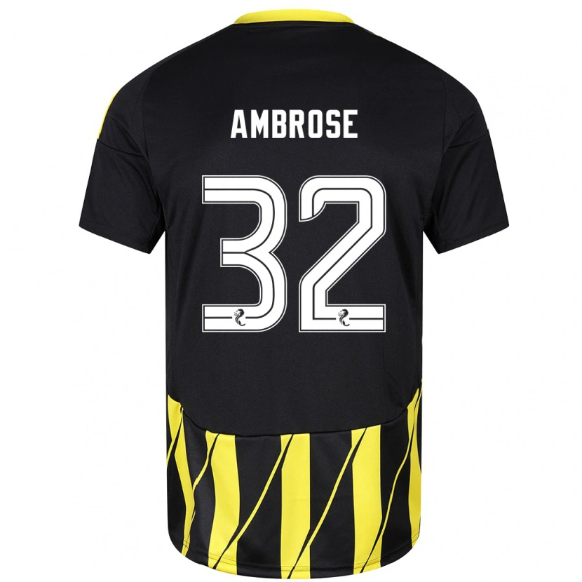 Danxen Niño Camiseta Peter Ambrose #32 Negro Amarillo 2ª Equipación 2024/25 La Camisa México
