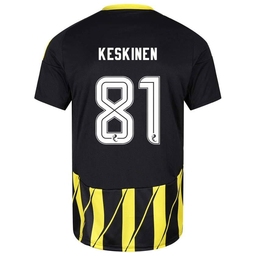 Danxen Niño Camiseta Topi Keskinen #81 Negro Amarillo 2ª Equipación 2024/25 La Camisa México