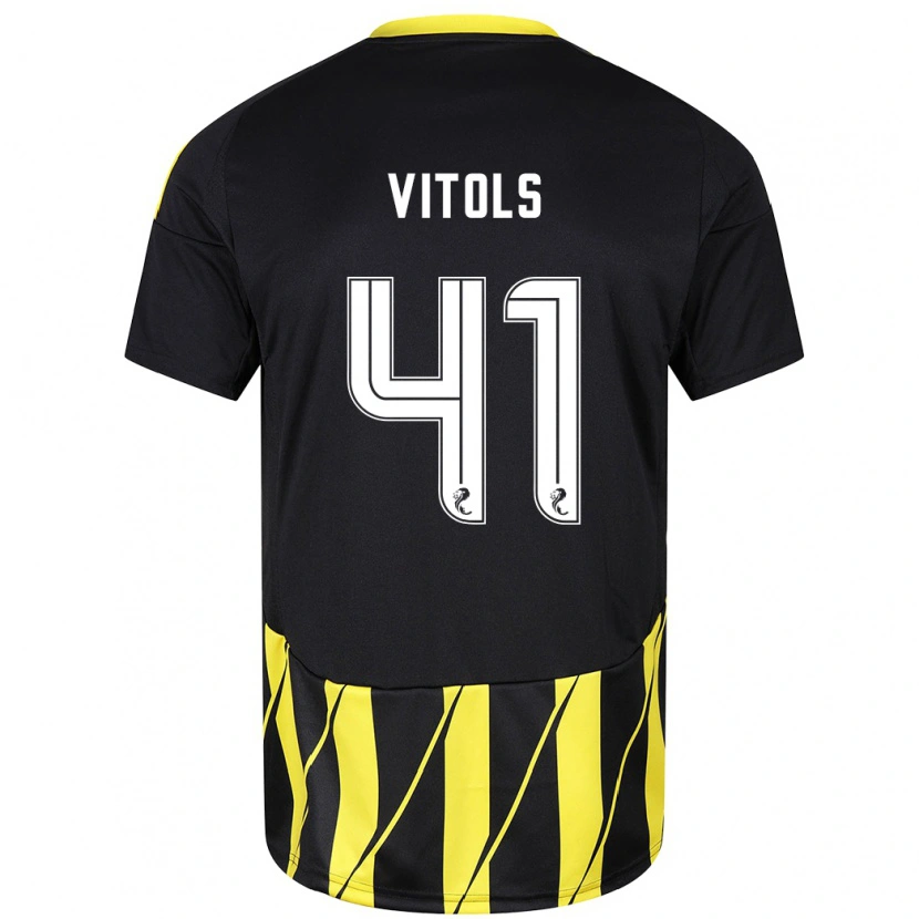 Danxen Niño Camiseta Rodrigo Vitols #41 Negro Amarillo 2ª Equipación 2024/25 La Camisa México