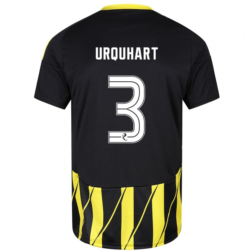 Danxen Niño Camiseta Millie Urquhart #3 Negro Amarillo 2ª Equipación 2024/25 La Camisa México
