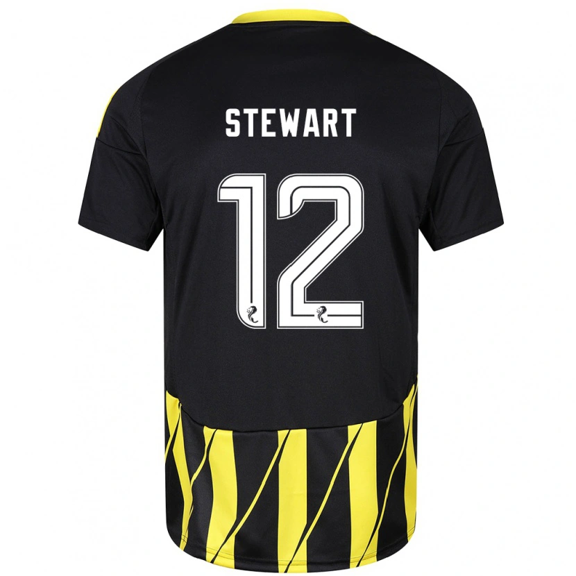 Danxen Niño Camiseta Hannah Stewart #12 Negro Amarillo 2ª Equipación 2024/25 La Camisa México