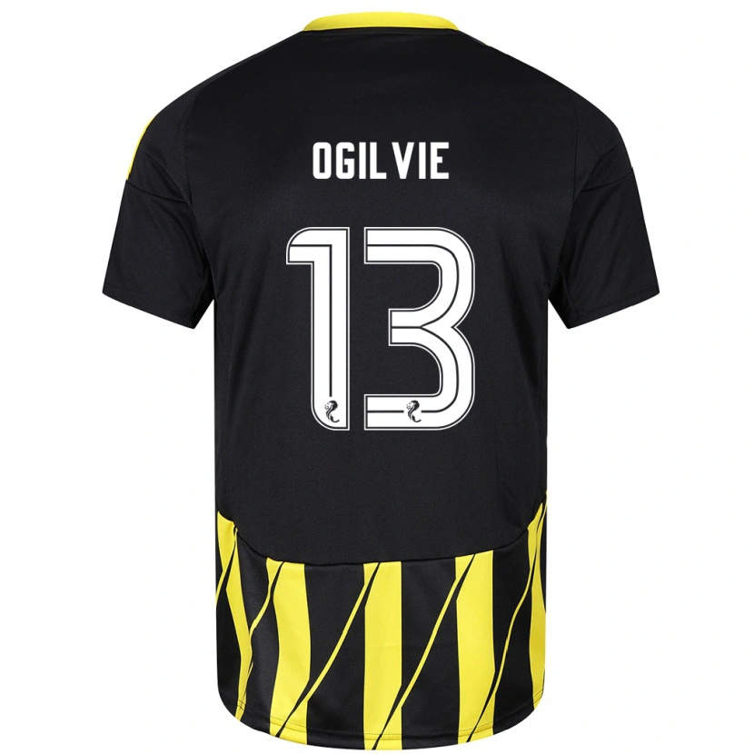 Danxen Niño Camiseta Francesca Ogilvie #13 Negro Amarillo 2ª Equipación 2024/25 La Camisa México