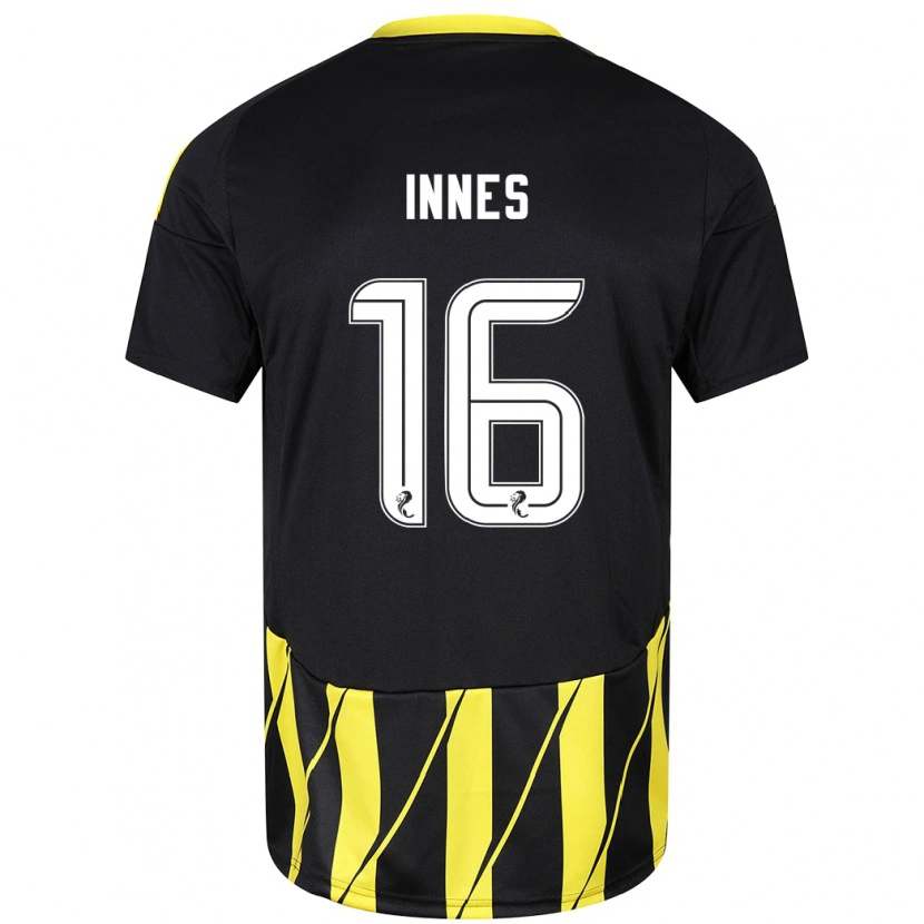 Danxen Niño Camiseta Hannah Innes #16 Negro Amarillo 2ª Equipación 2024/25 La Camisa México