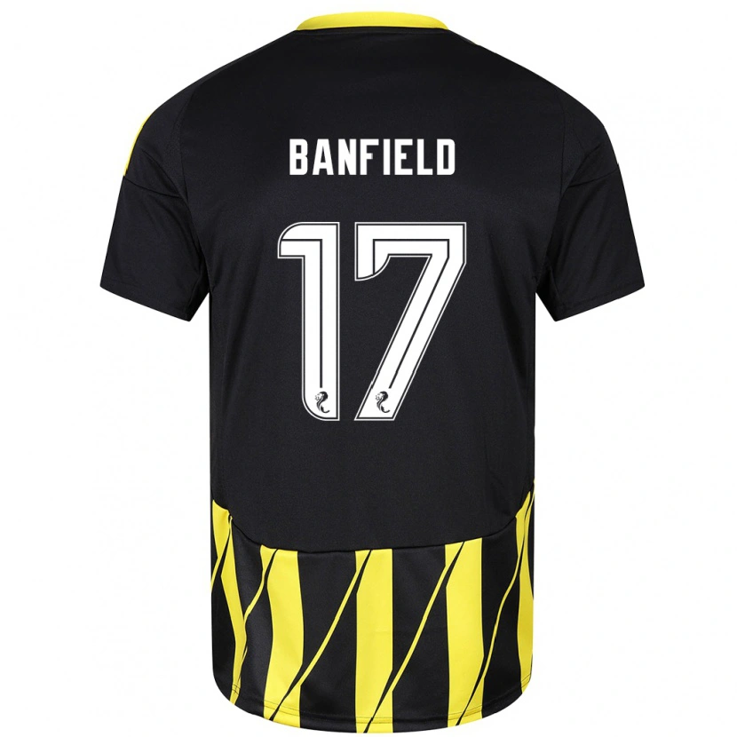 Danxen Niño Camiseta Keeley Banfield #17 Negro Amarillo 2ª Equipación 2024/25 La Camisa México
