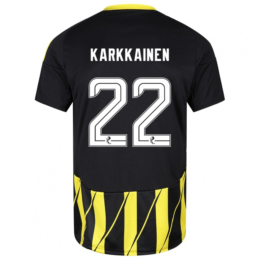 Danxen Niño Camiseta Elena Kärkkäinen #22 Negro Amarillo 2ª Equipación 2024/25 La Camisa México