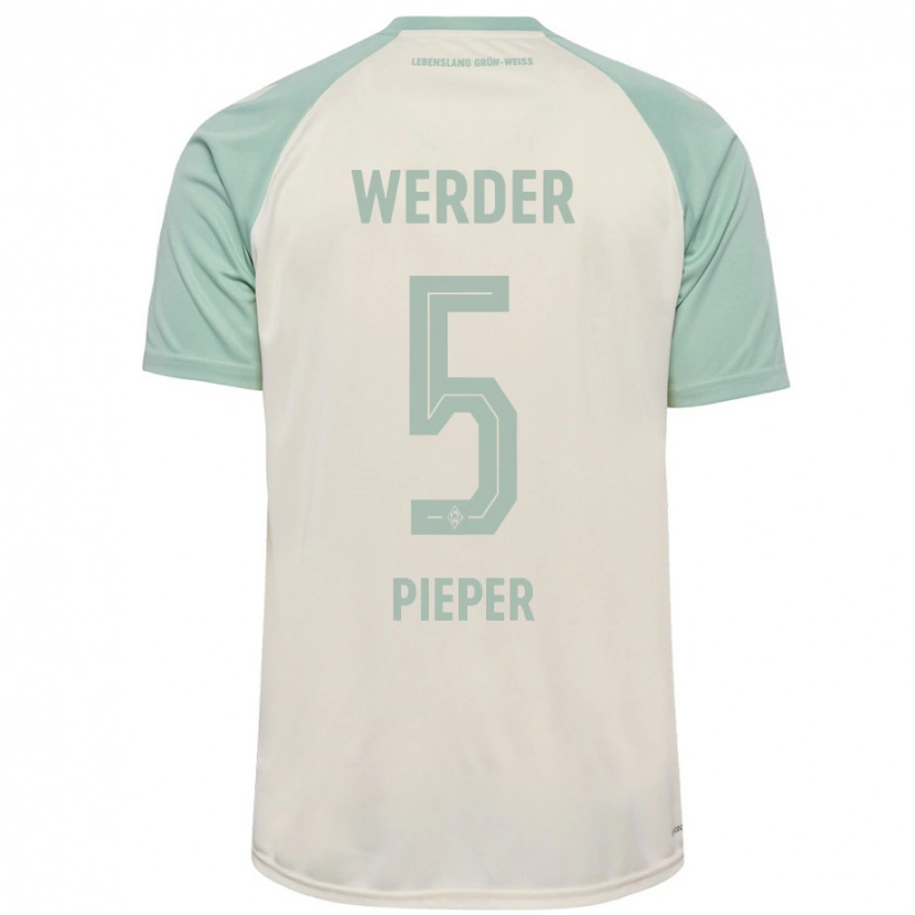 Danxen Niño Camiseta Amos Pieper #5 Blanquecino Verde Claro 2ª Equipación 2024/25 La Camisa México