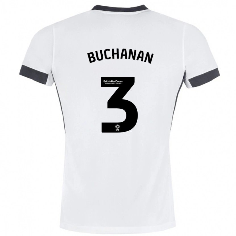 Danxen Niño Camiseta Lee Buchanan #3 Blanco Negro 2ª Equipación 2024/25 La Camisa México