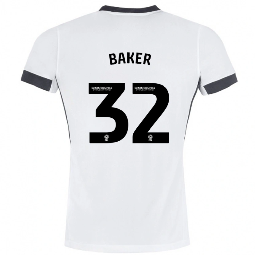 Danxen Niño Camiseta Ava Baker #32 Blanco Negro 2ª Equipación 2024/25 La Camisa México