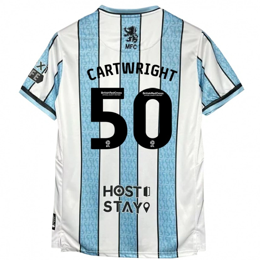 Danxen Niño Camiseta Fin Cartwright #50 Blanco Azul 2ª Equipación 2024/25 La Camisa México