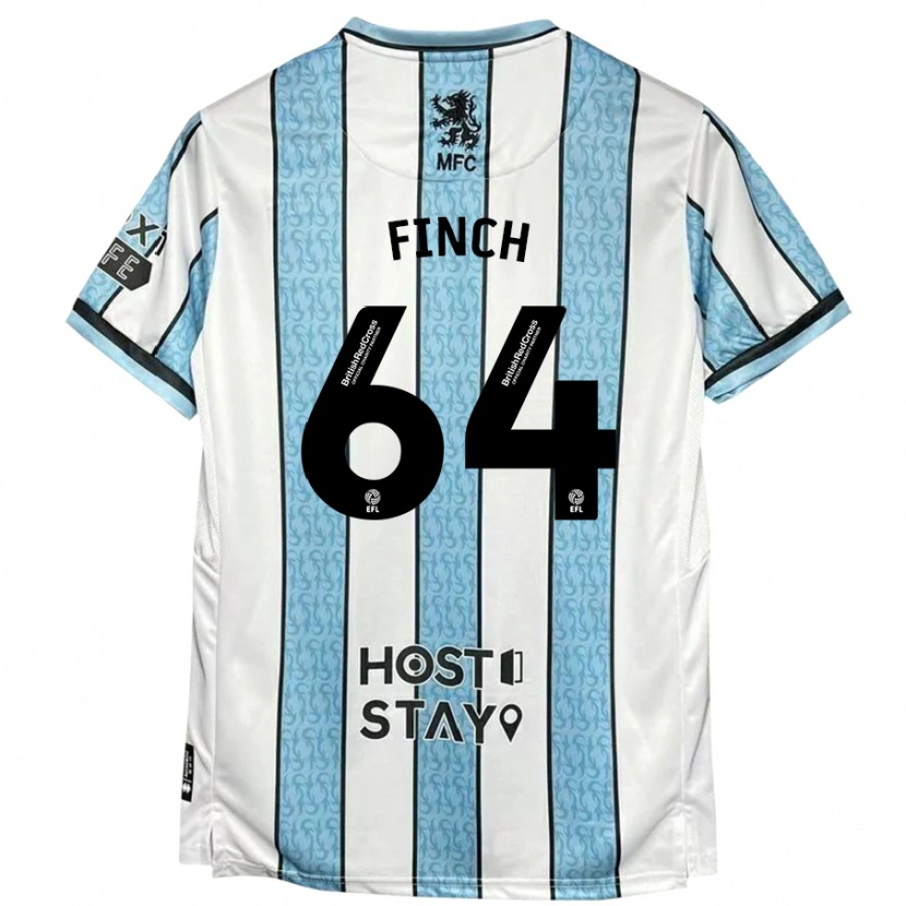 Danxen Niño Camiseta Sonny Finch #64 Blanco Azul 2ª Equipación 2024/25 La Camisa México
