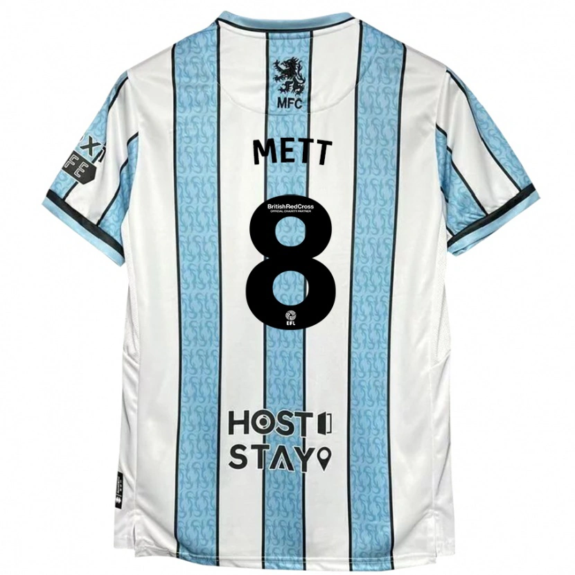 Danxen Niño Camiseta Jessica Mett #8 Blanco Azul 2ª Equipación 2024/25 La Camisa México