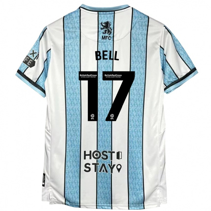 Danxen Niño Camiseta Millie Bell #17 Blanco Azul 2ª Equipación 2024/25 La Camisa México