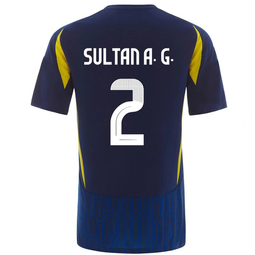 Danxen Niño Camiseta Sultan Al-Ghannam #2 Azul Amarillo 2ª Equipación 2024/25 La Camisa México