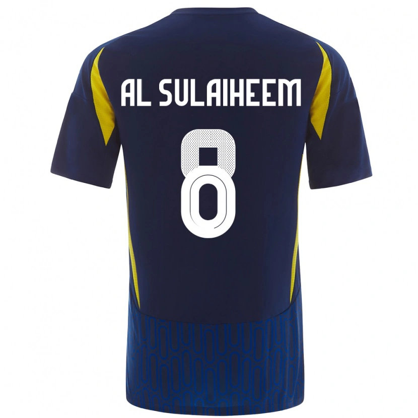 Danxen Niño Camiseta Abdulmajeed Al-Sulayhim #8 Azul Amarillo 2ª Equipación 2024/25 La Camisa México