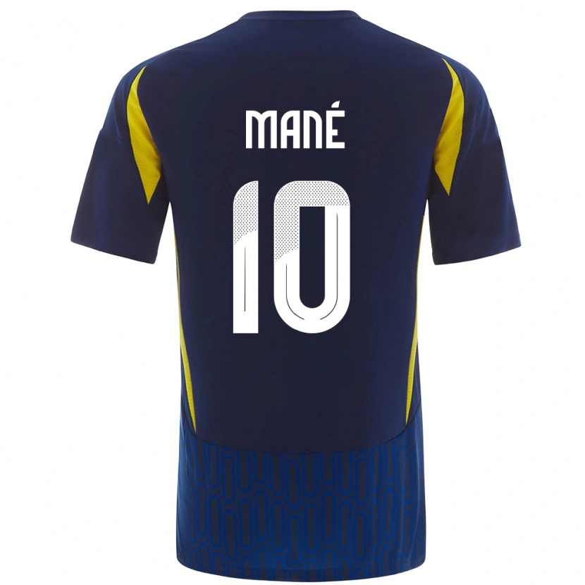 Danxen Niño Camiseta Sadio Mané #10 Azul Amarillo 2ª Equipación 2024/25 La Camisa México