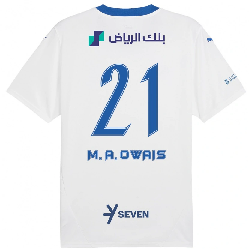 Danxen Niño Camiseta Mohammed Al-Owais #21 Blanco Azul 2ª Equipación 2024/25 La Camisa México
