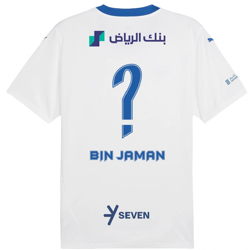 Danxen Niño Camiseta Rakan Bin Jaman #0 Blanco Azul 2ª Equipación 2024/25 La Camisa México