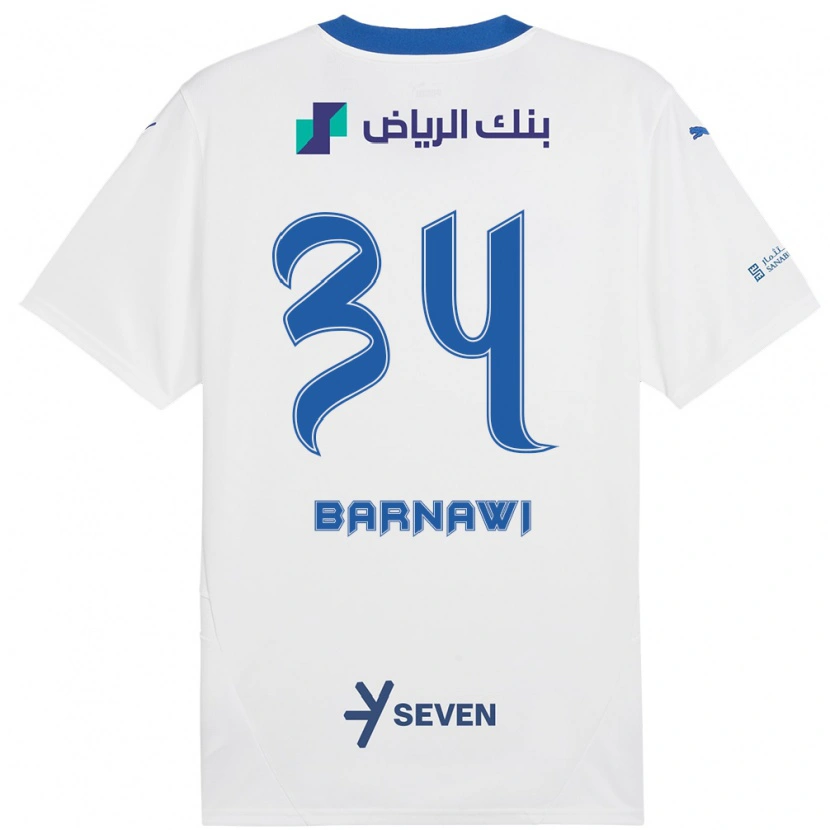 Danxen Niño Camiseta Saleh Barnawi #34 Blanco Azul 2ª Equipación 2024/25 La Camisa México