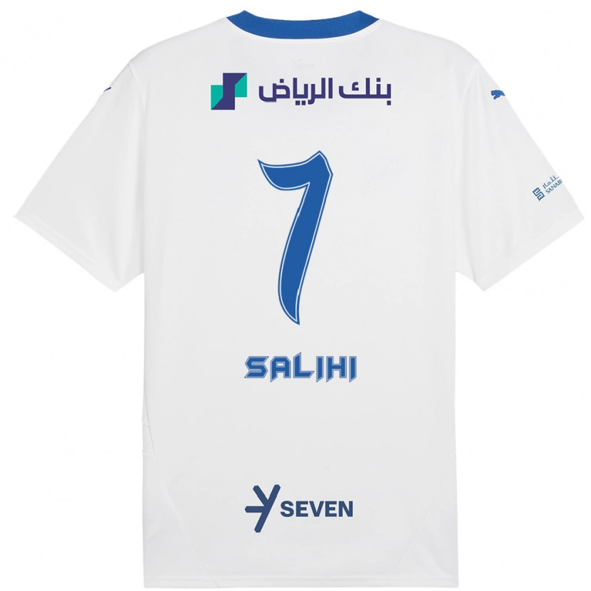 Danxen Niño Camiseta Shokhan Salihi #7 Blanco Azul 2ª Equipación 2024/25 La Camisa México