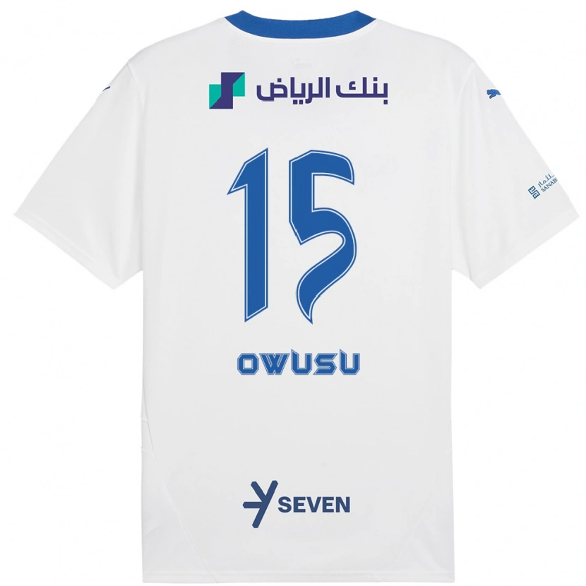 Danxen Niño Camiseta Mavis Owusu #15 Blanco Azul 2ª Equipación 2024/25 La Camisa México