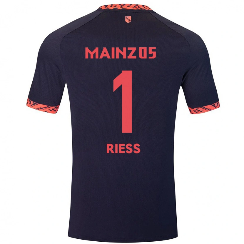 Danxen Niño Camiseta Lasse Rieß #1 Azul Coral Rojo 2ª Equipación 2024/25 La Camisa México