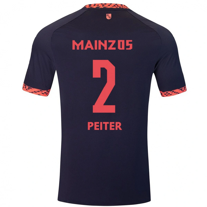 Danxen Niño Camiseta Chiara Peiter #2 Azul Coral Rojo 2ª Equipación 2024/25 La Camisa México